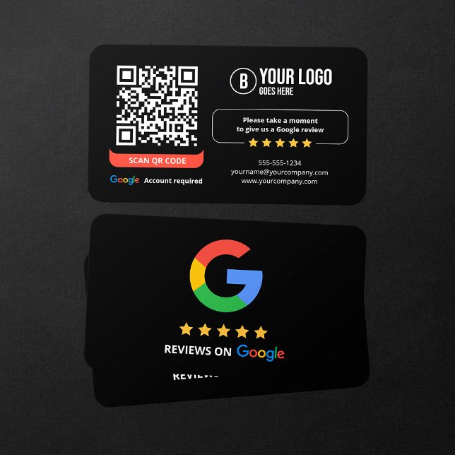 Google Reviews QR Code Rate My Business 5 Star Business Card (Creator Uploaded)