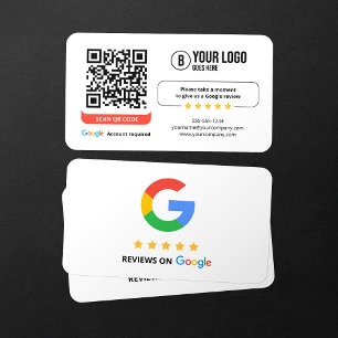 Google Reviews QR Code Rate My Business 5 Star Card