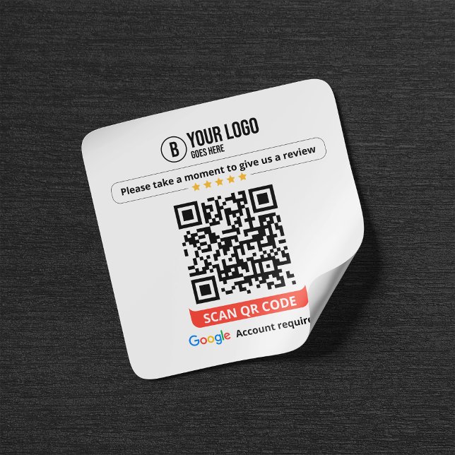 Google Reviews QR Code Rate My Business 5 Star Square Sticker (Creator Uploaded)