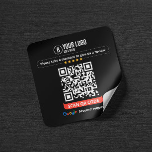 Google Reviews QR Code Rate My Business 5 Star Square Sticker