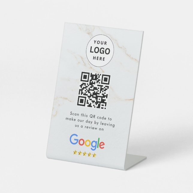Google reviews qr code tabletop sign (Front)