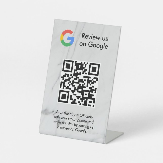 Google reviews qr code tabletop sign (Front)