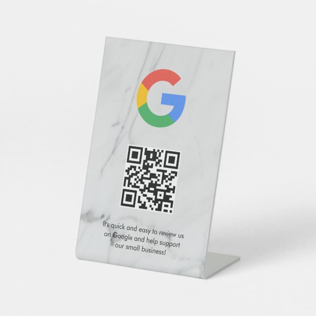 Google reviews qr code tabletop sign (Front)