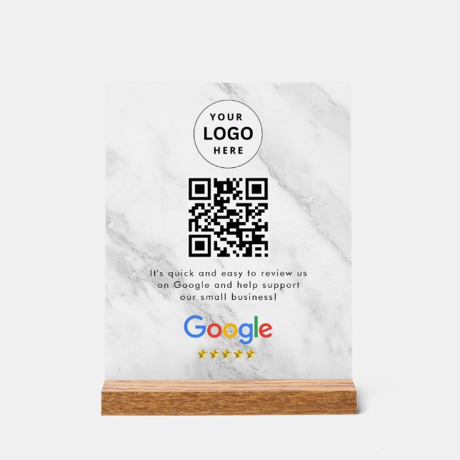 Google reviews qr code tabletop sign (Front)