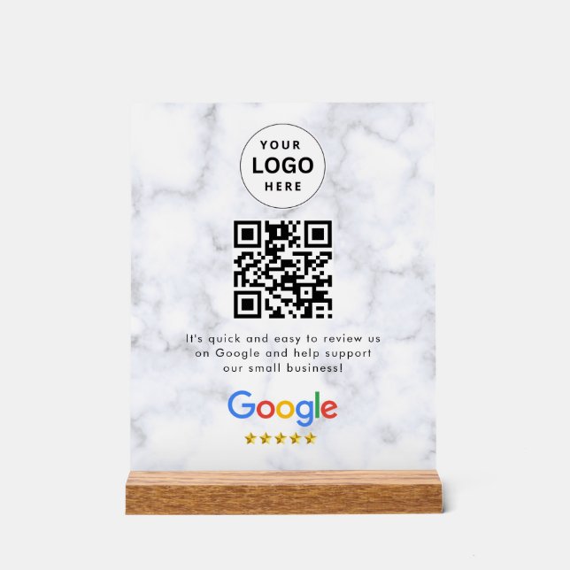 Google reviews qr code tabletop sign (Front)