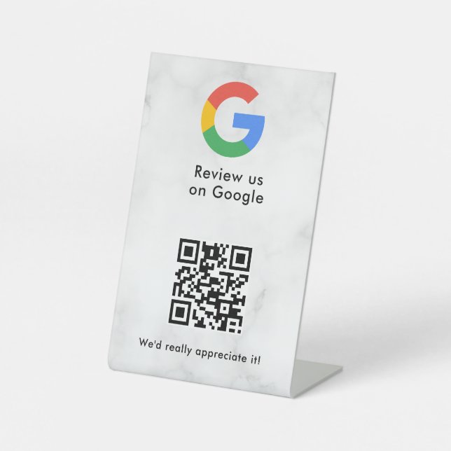 Google reviews qr code tabletop sign (Front)