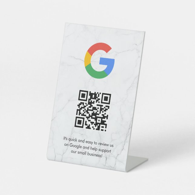 Google reviews qr code tabletop sign (Front)