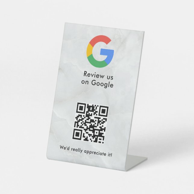Google reviews qr code tabletop sign (Front)