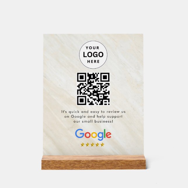 Google reviews qr code tabletop sign (Front)