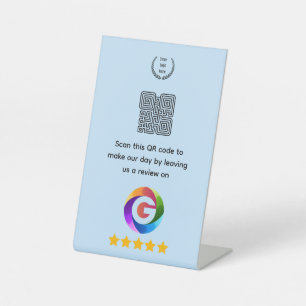 Google Reviews Tabletop Sign   QR Code Pedestal
