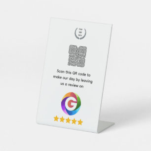 Google Reviews Tabletop Sign   QR Code Pedestal