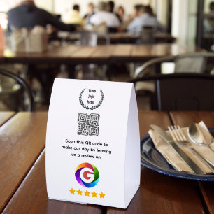 Google Reviews Tabletop Sign   QR Code Pedestal