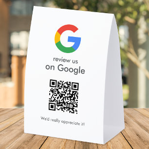 Google Reviews Tabletop Sign QR Code Pedestal