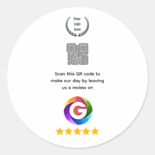 Google Reviews Tabletop Sign QR Code Pedestal Classic Round Sticker