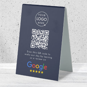 Google Reviews Tabletop Sign   QR Code Table Tent