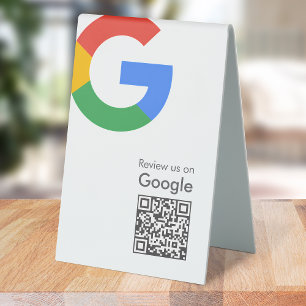 Google Reviews Tabletop Sign   QR Code Table Tent