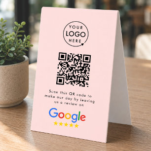 Google Reviews Tabletop Sign   QR Code Table Tent
