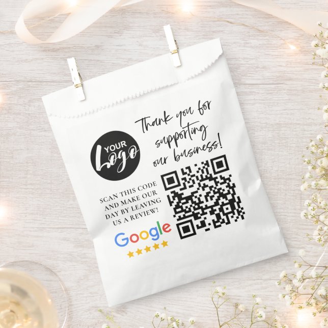 Google Reviews Thank You Logo QR Code Favour Bags (Clipped)