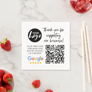 Google Reviews Thank You Logo QR Code Napkin