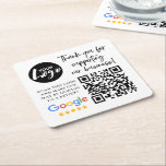 Google Reviews Thank You Logo QR Code Square Paper Coaster<br><div class="desc">Modern,  trendy Google Reviews Request coaster. Design features trendy typography script '' thank you for supporting our business'' with your logo,  google logo and qr code with review request.</div>