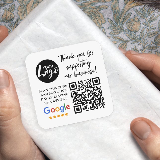 Google Reviews Thank You Logo QR Code Square Sticker (Creator Uploaded)