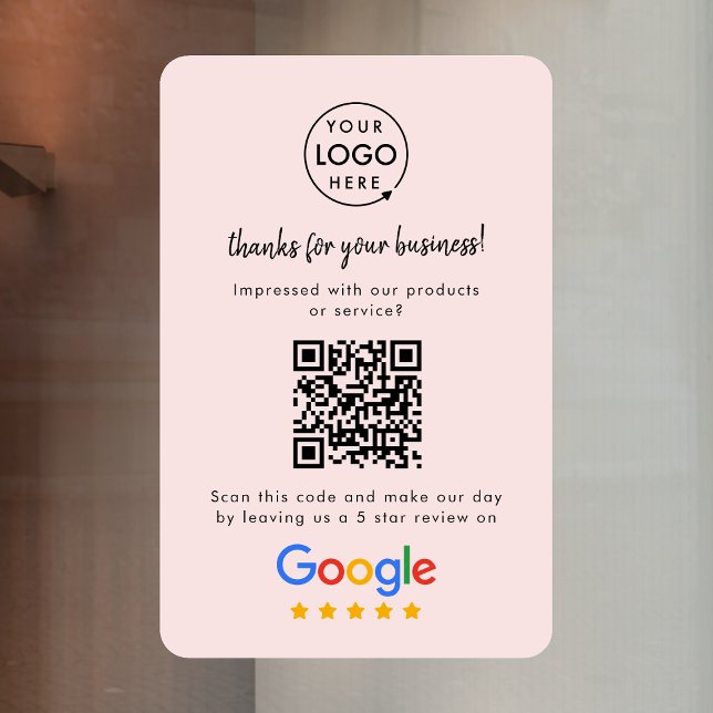 Google Reviews Window Cling | QR Code Vinyl Decal (Creator Uploaded)