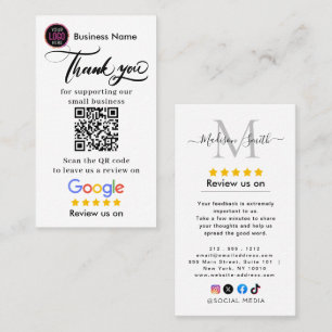 Google Reviews With Thank You And QR Code Business Business Card