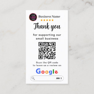 Google Reviews With Thank You And QR Code Business Card