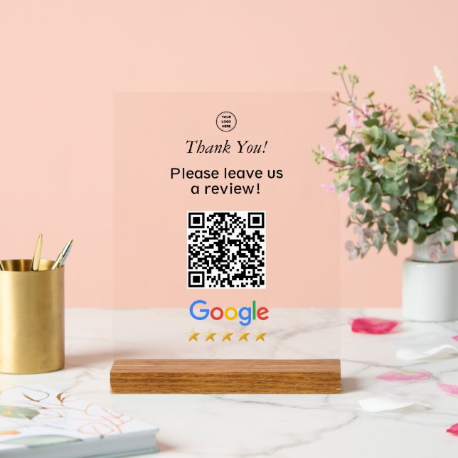 Google Scan To Leave A Review QR Code Acrylic Sign (Wedding)