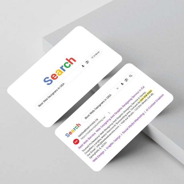Google Search, Search Results, Google inspired Business Card (Creator Uploaded)