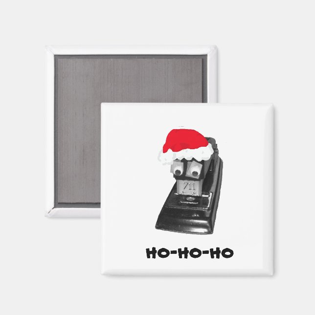 Googly-eyed Ho-Ho-Ho Santa Stapler Magnet (Front/Back)