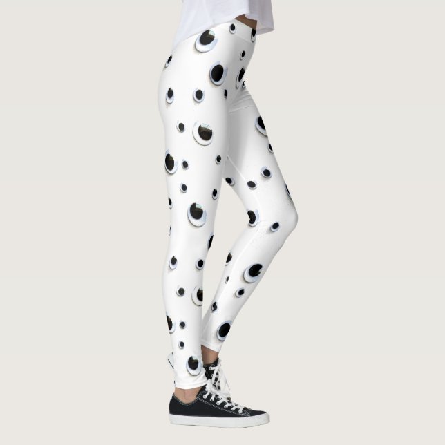 Googly Eyes Black and White Funny Cute Unique Leggings (Right)