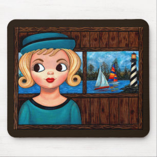 Googly Girl Sailor Head Vase Lighthouse Sailboat Mouse Mat