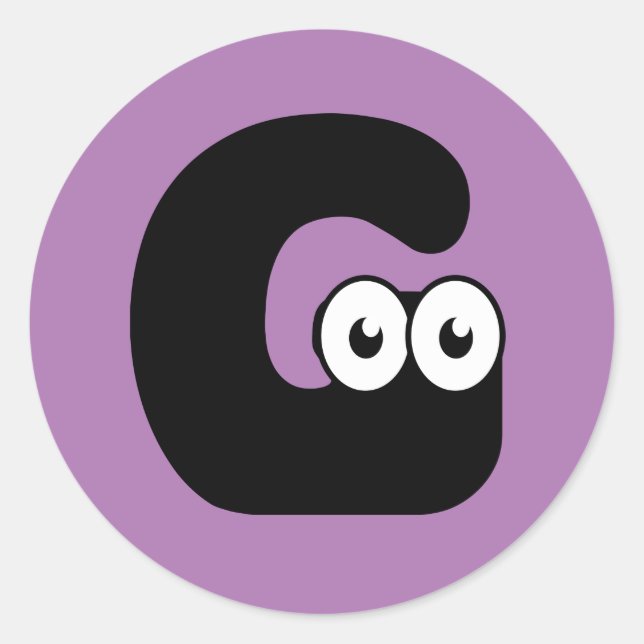 Googly Letter G Classic Round Sticker (Front)