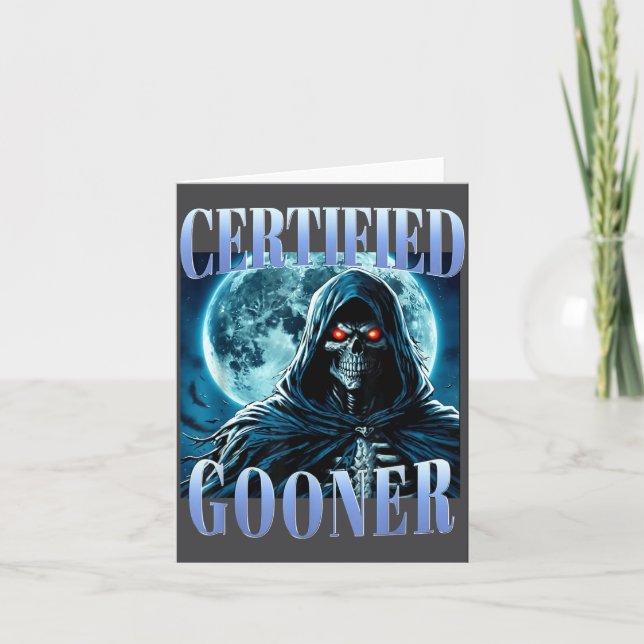 Goon Funny Gooning Meme Skeleton Certified Gooner  Card (Front)