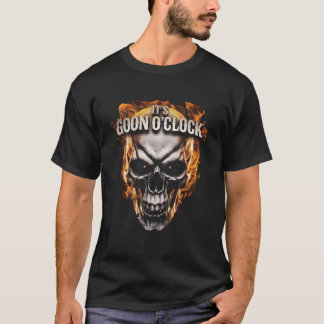 Goon O'Clock Skull Flames Graphic Design Illustrat T-Shirt