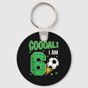 Goooal I Am 6 Year Old Birthday Boy Soccer Themed Key Ring