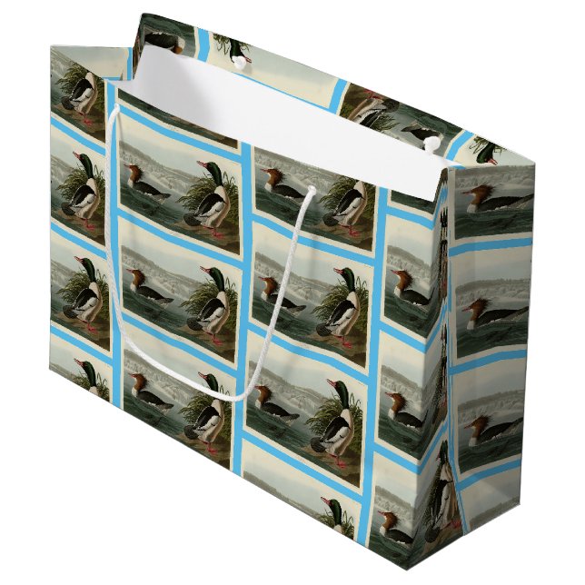 Goosander (Common Merganser) Audubon's Birds Large Gift Bag (Front Angled)