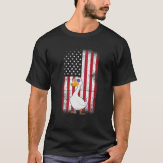 Goose American Flag Boys Girls Men Women Fourth Of T-Shirt