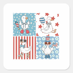 Goose American Usa Flag Memorial Day 4th Of July Square Sticker