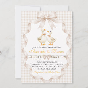 Goose Baby Shower Gingham  Invitation