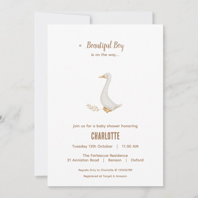 Goose Baby Shower Invitation Card (Front)
