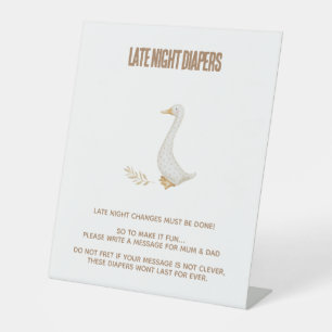 Goose Baby Shower Late Night Changes Sign