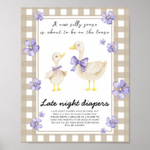 Goose baby shower - Late night diapers game Poster