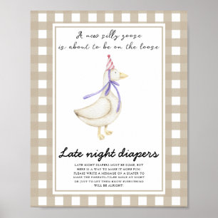 Goose baby shower - Late night diapers game Poster