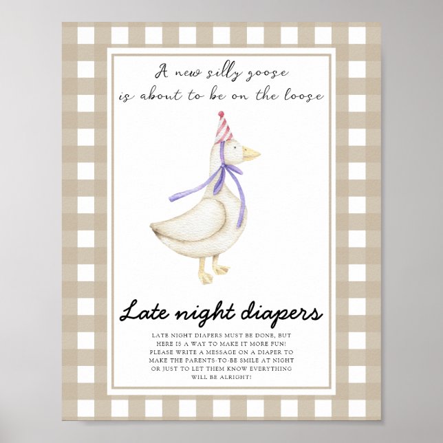 Goose baby shower - Late night diapers game Poster (Front)