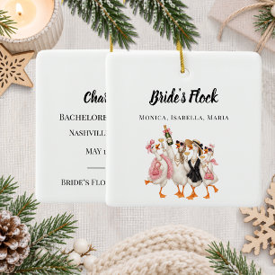 Goose Bachelorette Party Bride's Flock fun Ceramic Ornament