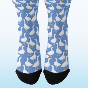 Goose Bird Pattern Blue Socks