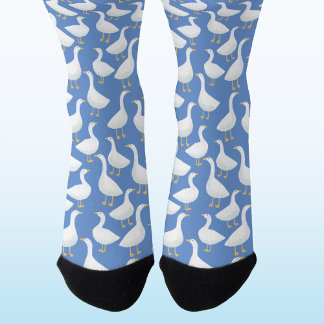 Goose Bird Pattern Blue Socks