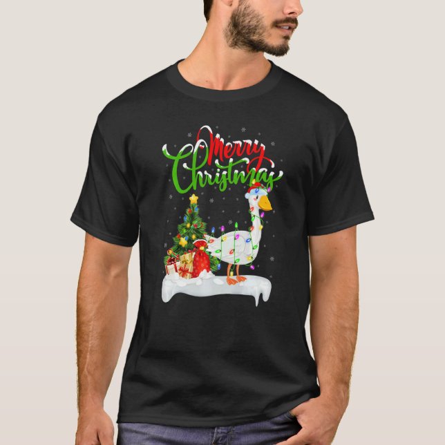 Goose Bird  Xmas Decorations Santa Goose Christmas T-Shirt (Front)